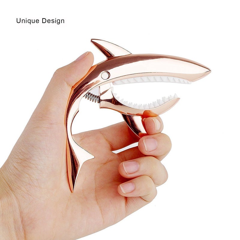 Imelod Zinc Alloy Guitar Capo Shark Capo for Acoustic and Electric Guitar with Good Hand Feeling, No Fret Buzz and Durable(Rose Gold) - Image 2